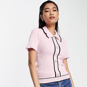 River Island pink top with collar